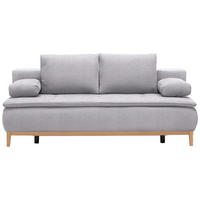 BOXSPRINGSOFA in Webstoff Hellgrau  - Eichefarben/Beige, Design, Holz/Textil (202/78/93/100cm) - Venda