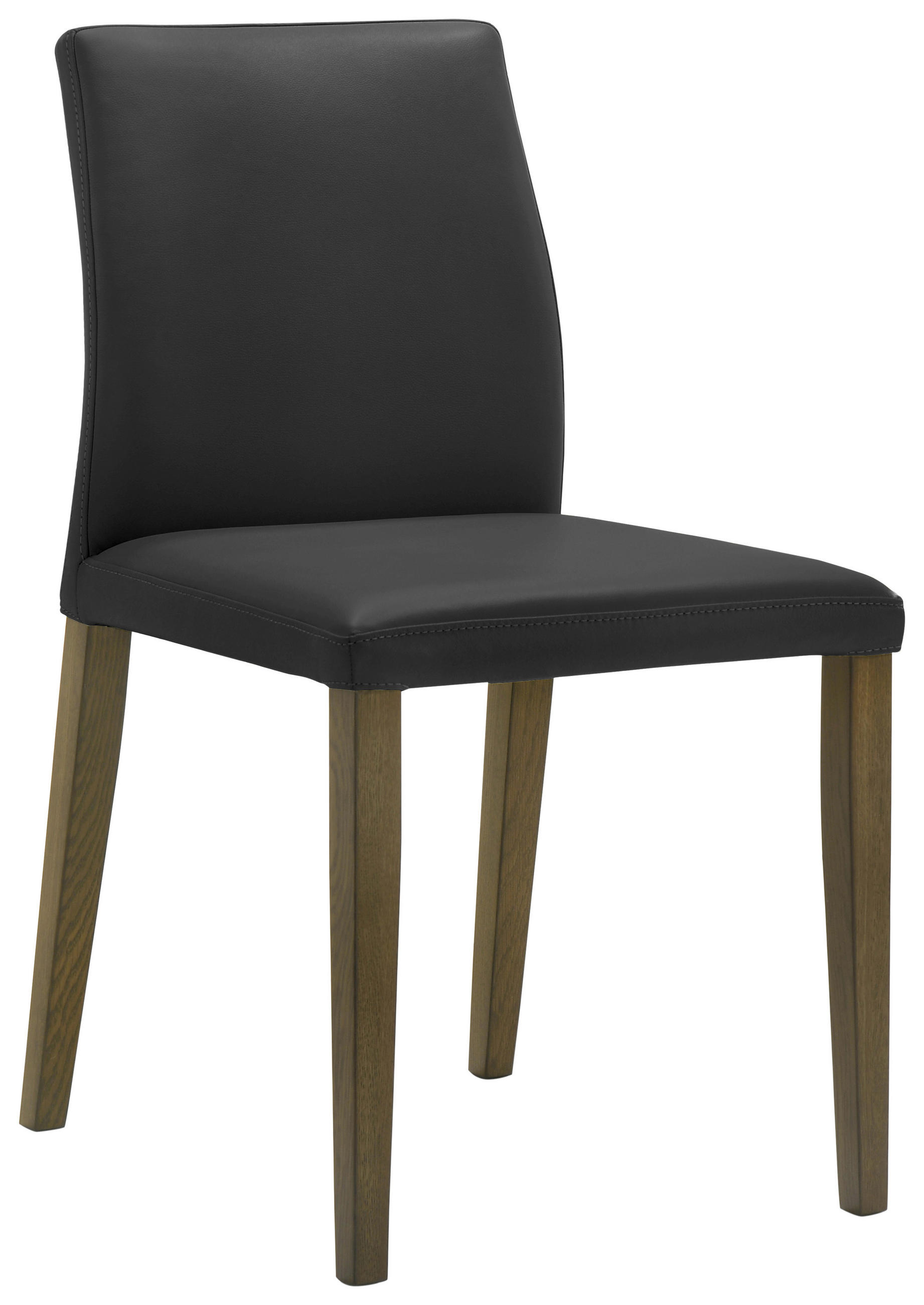 STUHL  in Echtleder pigmentiert Leder  - Walnussfarben/Schwarz, MODERN, Leder (47,5/87/57,5cm) - Livetastic