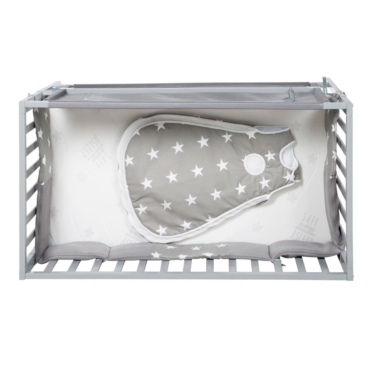 BEISTELLBETT roba Little Stars  - Taupe/Grau, Basics, Holzwerkstoff/Textil (66/79,5/126cm) - Roba