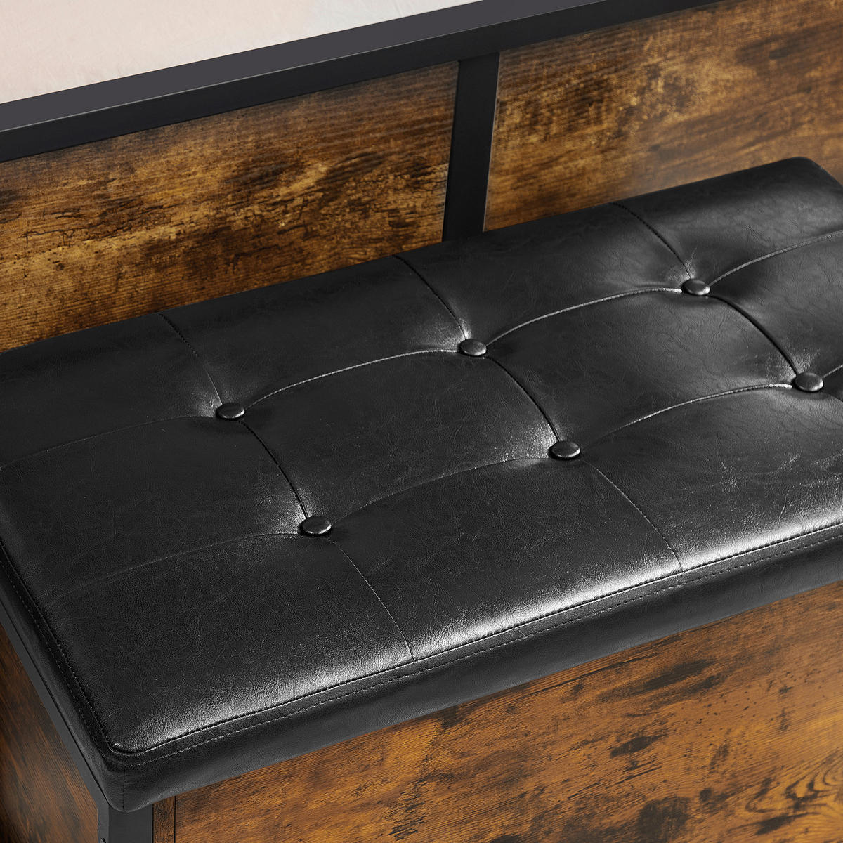GARDEROBENBANK Vasagle  in 80/50/40 cm  - Schwarz/Braun, Trend, Leder/Holzwerkstoff (80/50/40cm) - Boxxx