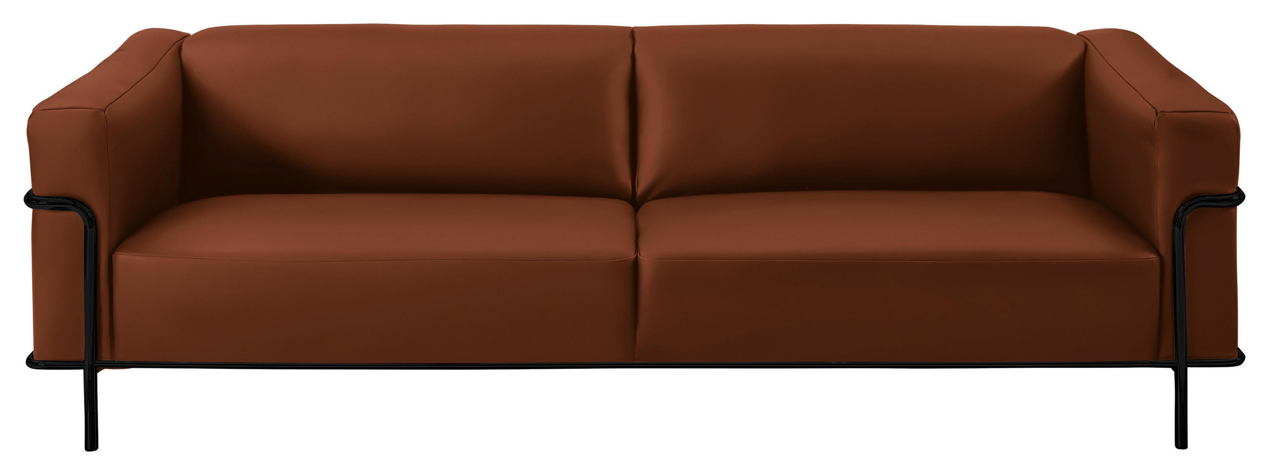 3-SITZER-SOFA in Echtleder Braun - Schwarz/Braun, Design, Leder/Metall (236/67/96cm) - Johann Jakob