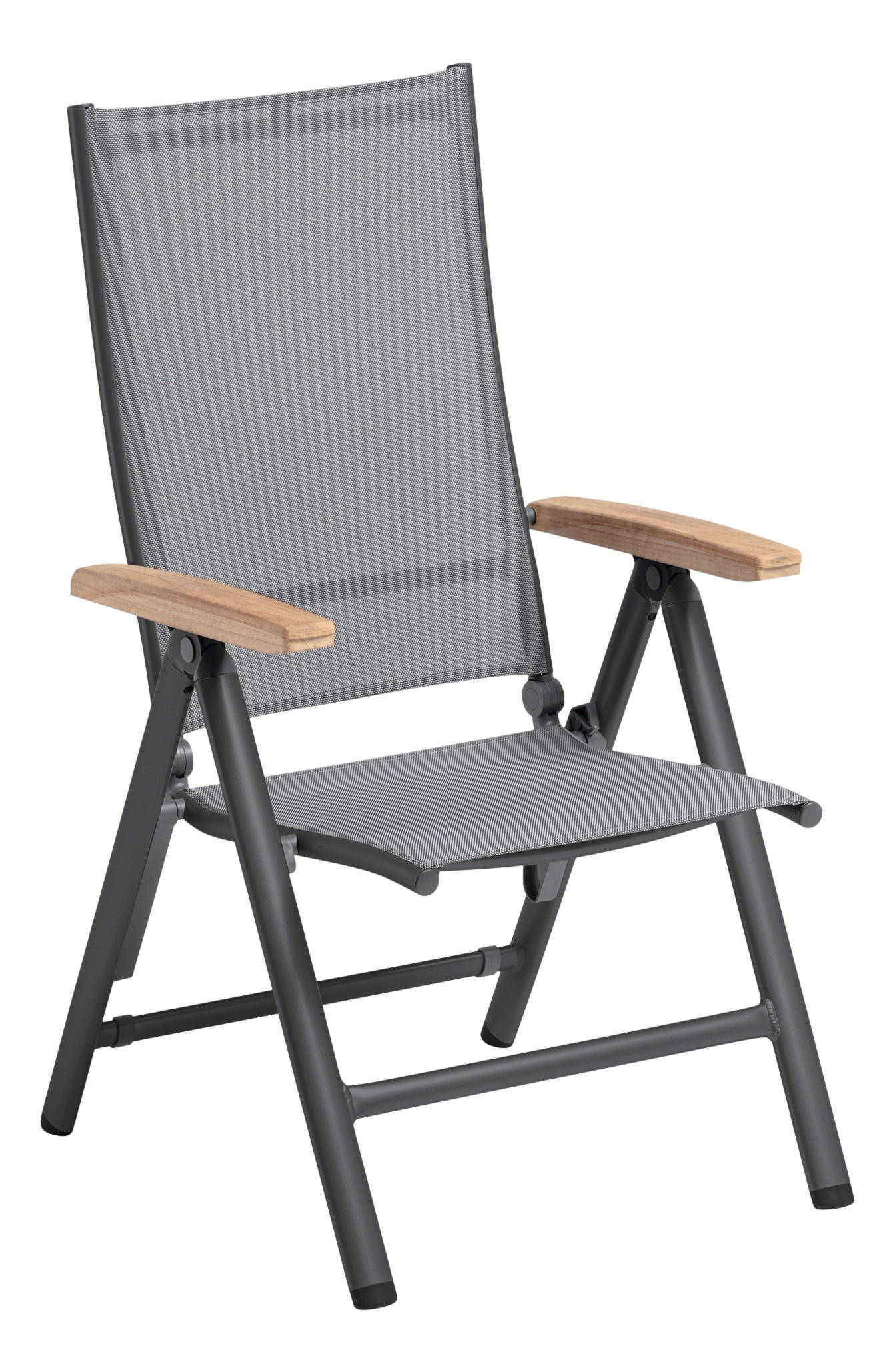 GARTENKLAPPSESSEL Teakholz Aluminium Anthrazit  - Anthrazit/Teakfarben, Basics, Holz/Textil (62/109/70cm) - Kettler