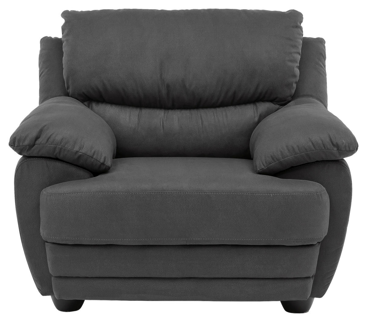 SESSEL Mikrofaser Dunkelgrau    - Dunkelgrau/Schwarz, Design, Kunststoff/Textil (117/97/100cm) - Livetastic
