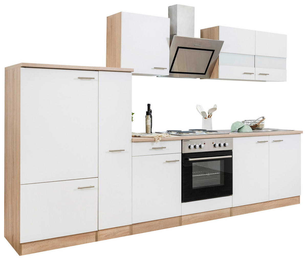 MODULKÖK 300 cm   i vit  - stålfärgad/vit, Basics, metall/trämaterial (300cm) - Respekta