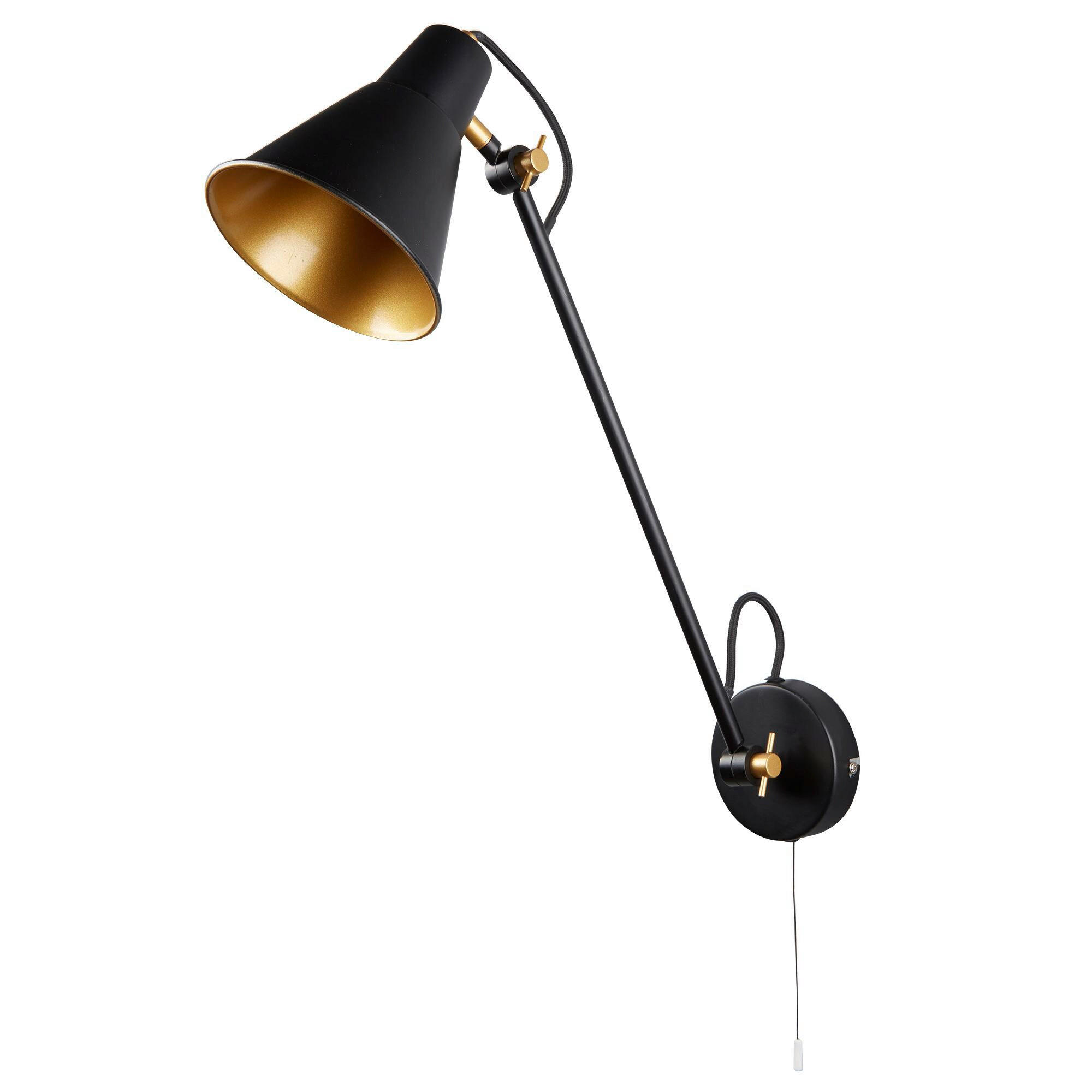 Searchlight Wandleuchte Swing Arm Schwarz 14x39 cm