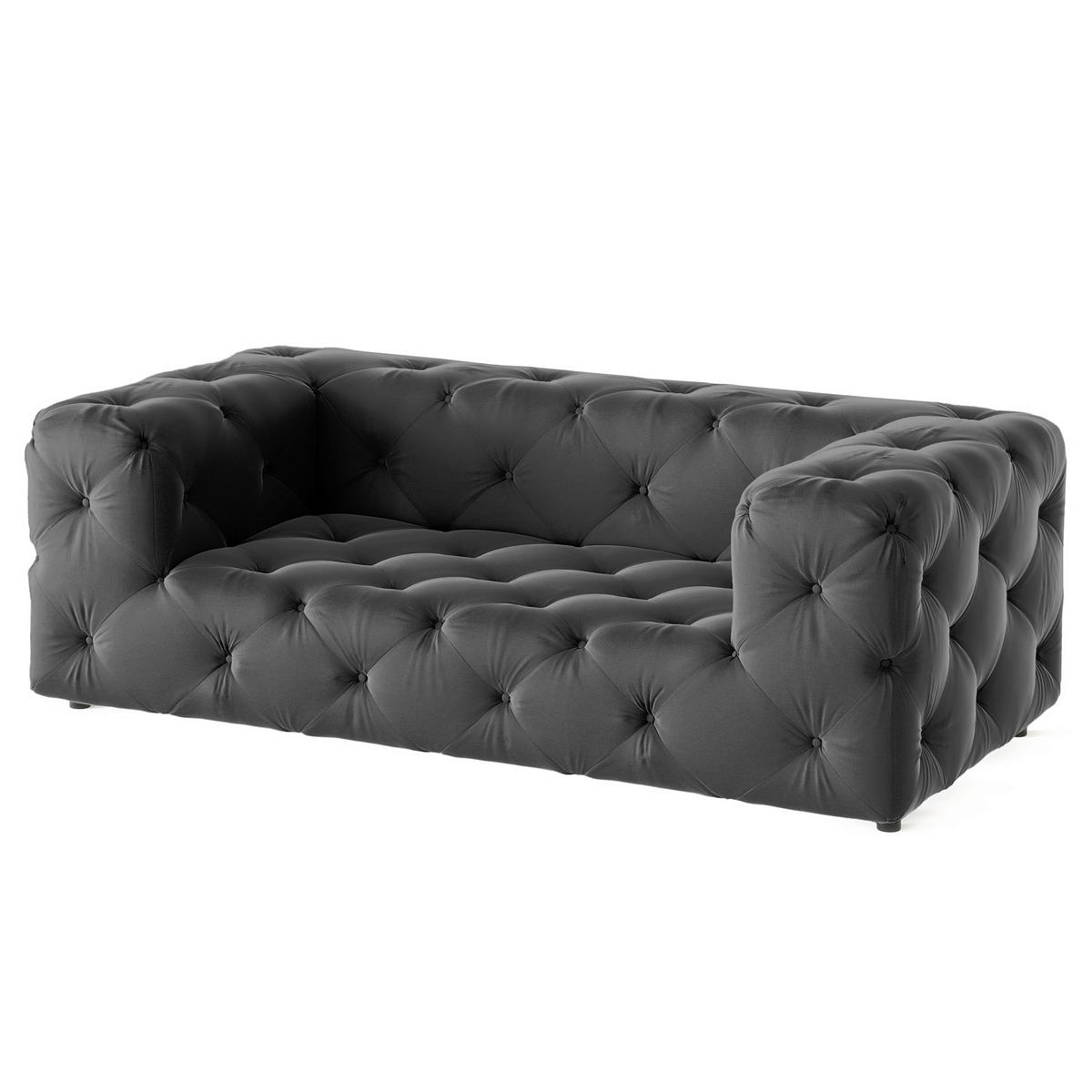 2-SITZER-SOFA Fresco Samt Schwarz  - Schwarz, Design, Kunststoff/Textil (193/71/100cm) - P & B