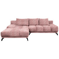 ECKSOFA in Chenille Altrosa  - Schwarz/Altrosa, Modern, Textil/Metall (182/290cm) - Hom`in