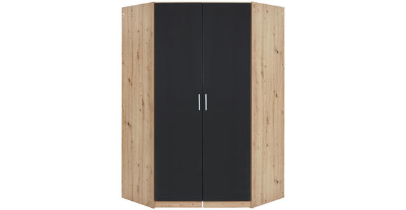 ECKKLEIDERSCHRANK 117/197/117 cm  - Dunkelgrau/Silberfarben, Design, Holzwerkstoff/Kunststoff (117/197/117cm) - Carryhome