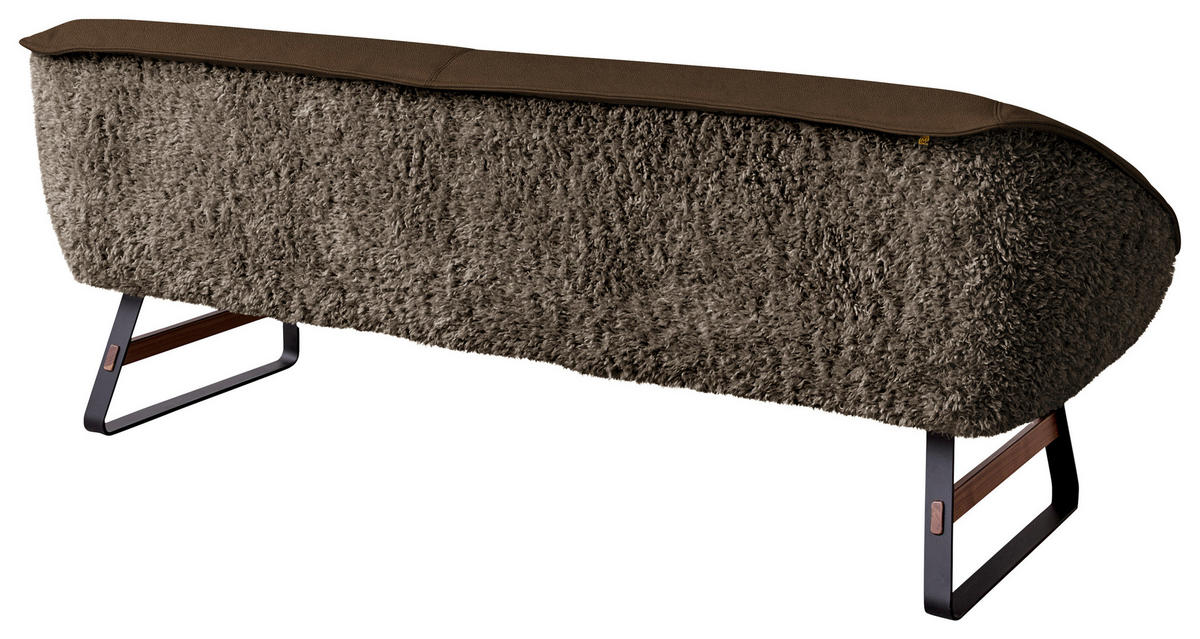 SITZBANK Textil, Leder Braun, Olivgrün  - Schwarz/Braun, Design, Leder/Holz (229/88/80cm) - Koinor