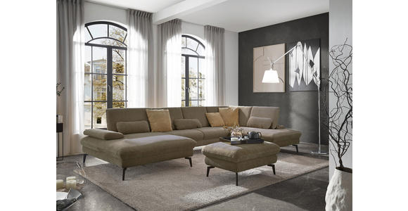 WOHNLANDSCHAFT in Webstoff Hellbraun  - Hellbraun/Schwarz, Design, Textil/Metall (157/354/208cm) - Dieter Knoll