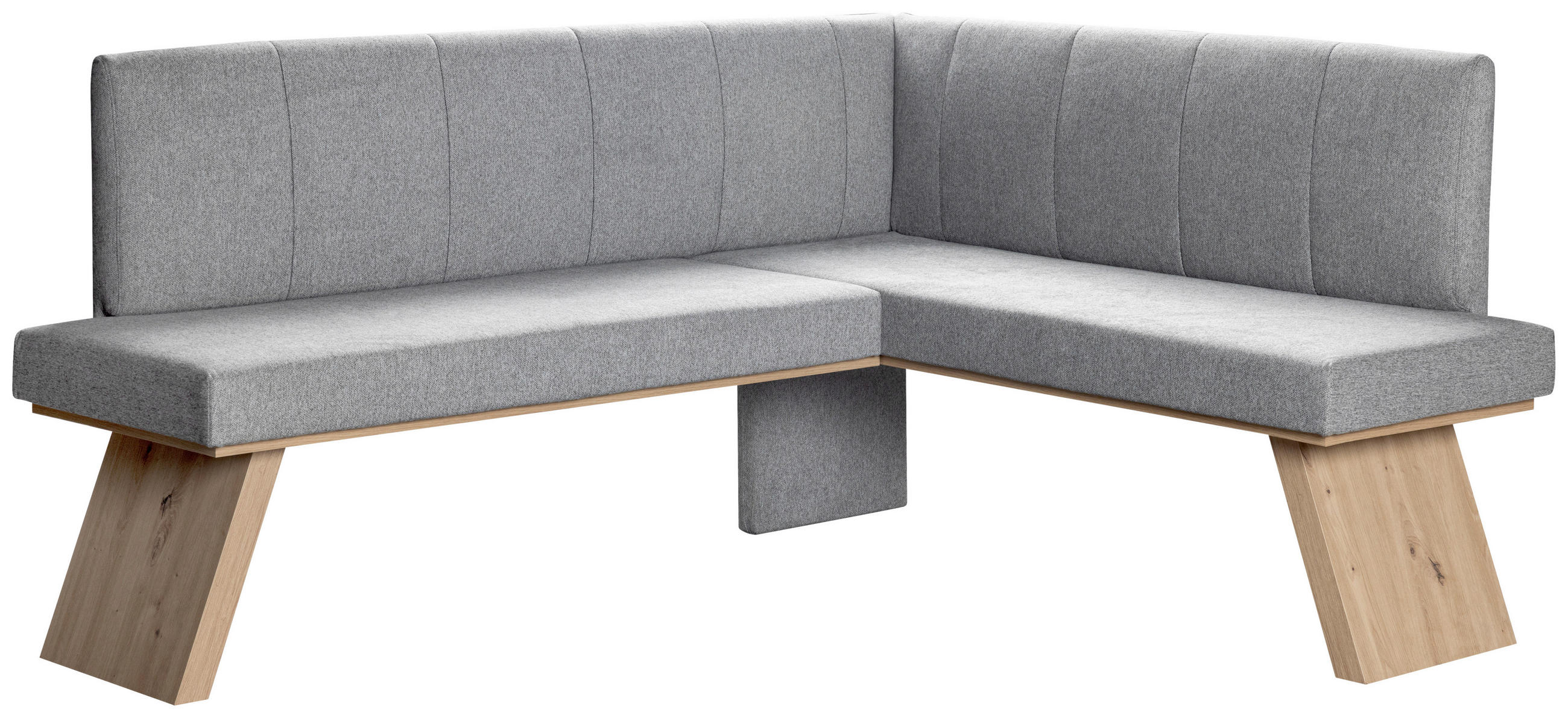 ECKBANK 160/140 cm Webstoff Hellgrau   - Eichefarben/Hellgrau, KONVENTIONELL, Textil (160/140cm)