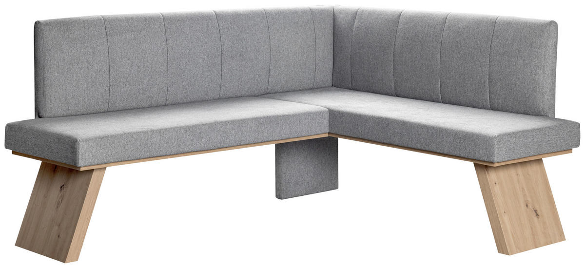 ECKBANK 185/150 cm Webstoff Hellgrau   - Eichefarben/Hellgrau, KONVENTIONELL, Textil (185/150cm)