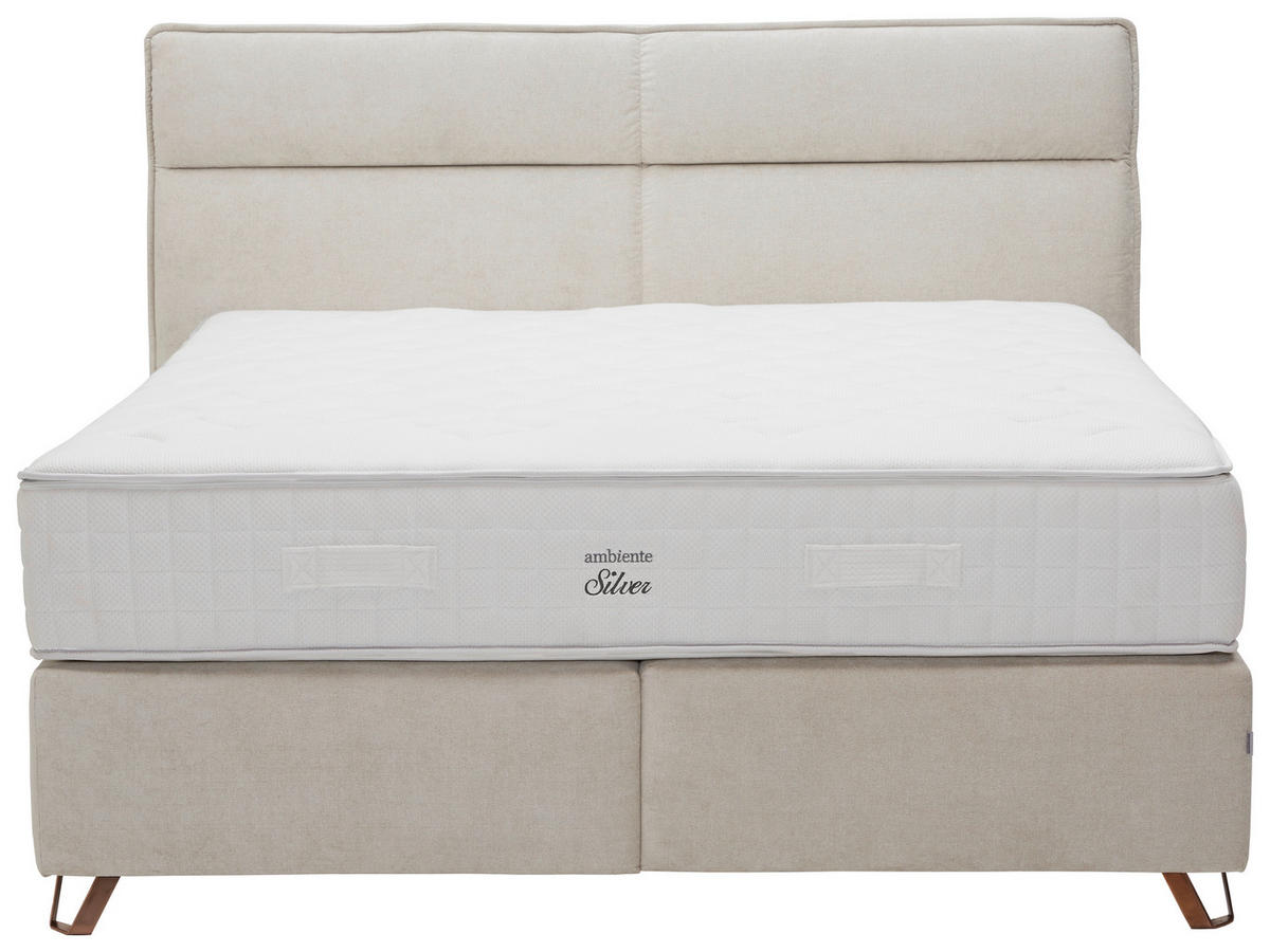 BOXSPRINGBETT 200/200 cm  in Creme  - Creme/Kupferfarben, Konventionell, Textil/Metall (200/200cm) - Ambiente