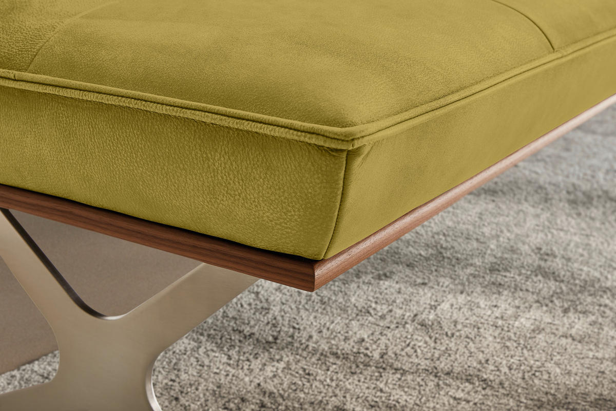 SITZBANK in Holz, Metall, Leder Edelstahlfarben, Hellgrün  - Edelstahlfarben/Hellgrün, Design, Leder/Holz (214/88/66cm) - Koinor