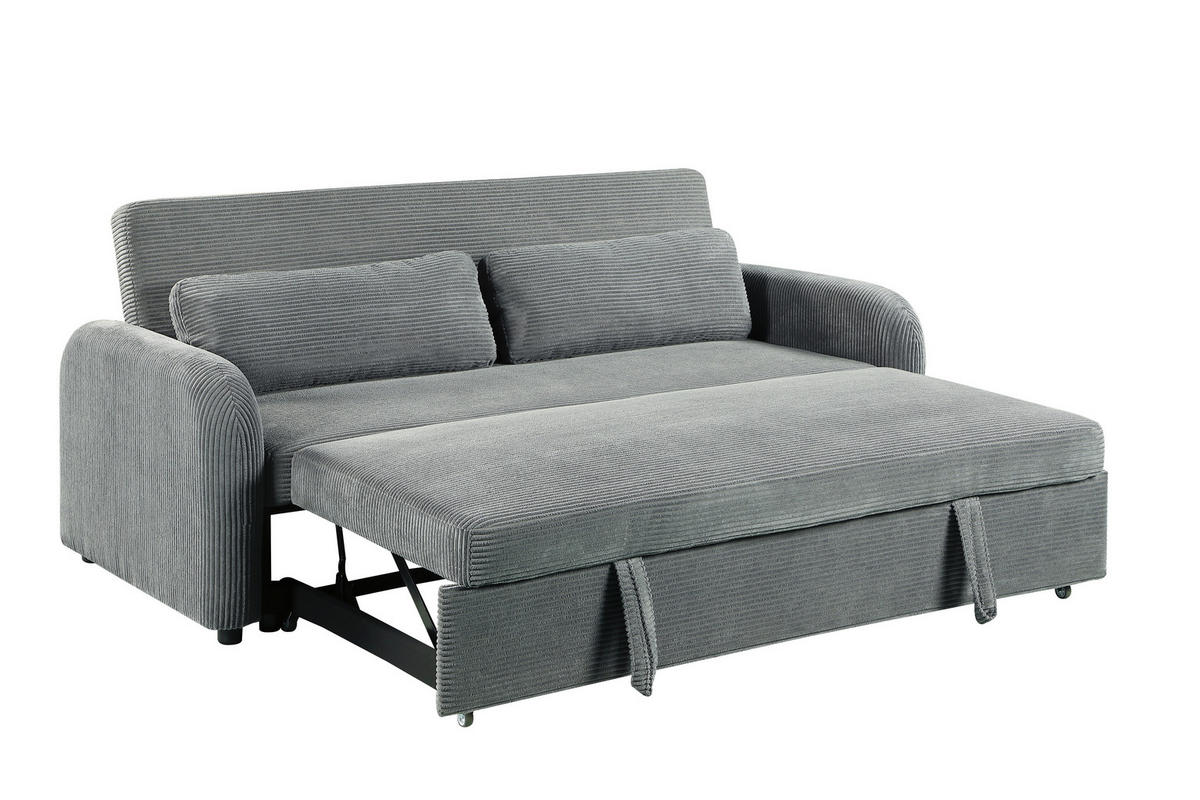 SCHLAFSOFA Cord Dunkelgrau  - Dunkelgrau/Schwarz, Design, Kunststoff/Textil (193/86/90cm) - MID.YOU