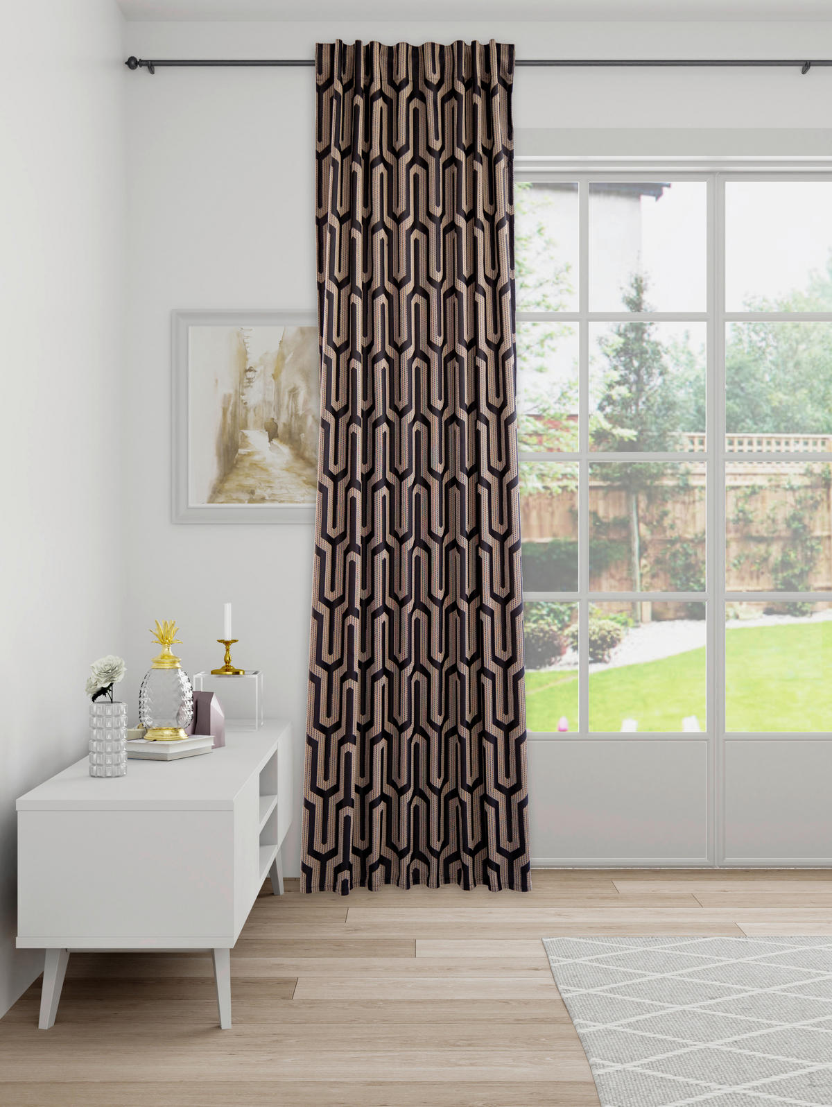 FERTIGVORHANG blickdicht  - Goldfarben/Schwarz, Basics, Textil (140/245cm)