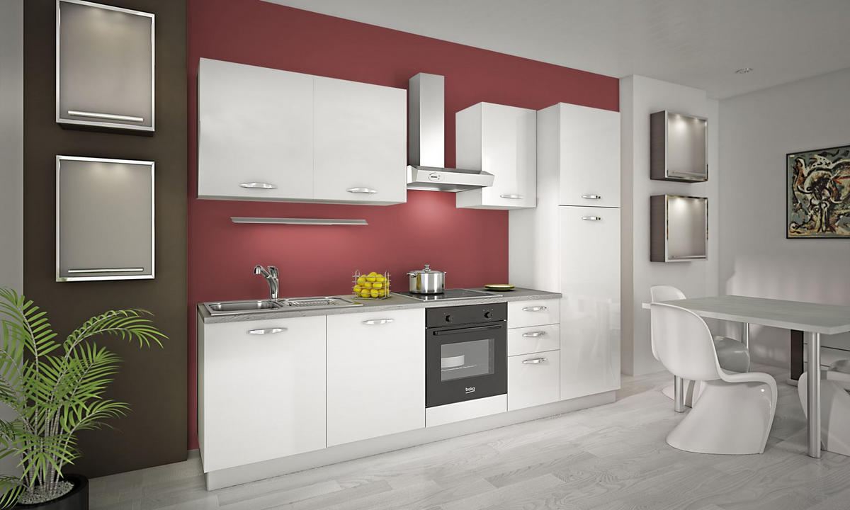 KUHINJSKI BLOK  bela  - boja aluminijuma/bela, Osnovno, pločasti materijal/plastika (285cm) - Xora