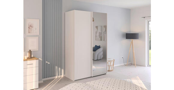 SCHWEBETÜRENSCHRANK  in Weiß  - Weiß, Design, Glas/Holzwerkstoff (137/223/68cm) - Novel