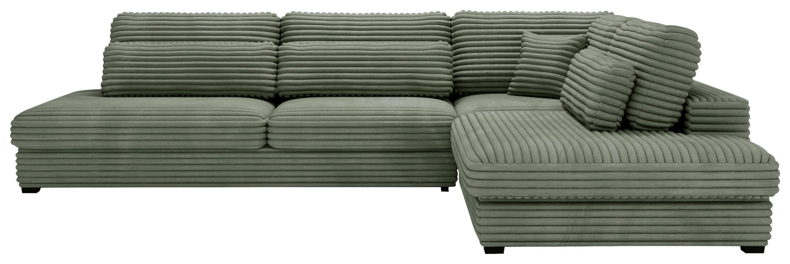 ECKSOFA Grün Cord, Plüsch  - Schwarz/Grün, Design, Kunststoff/Textil (332/244cm) - Livetastic