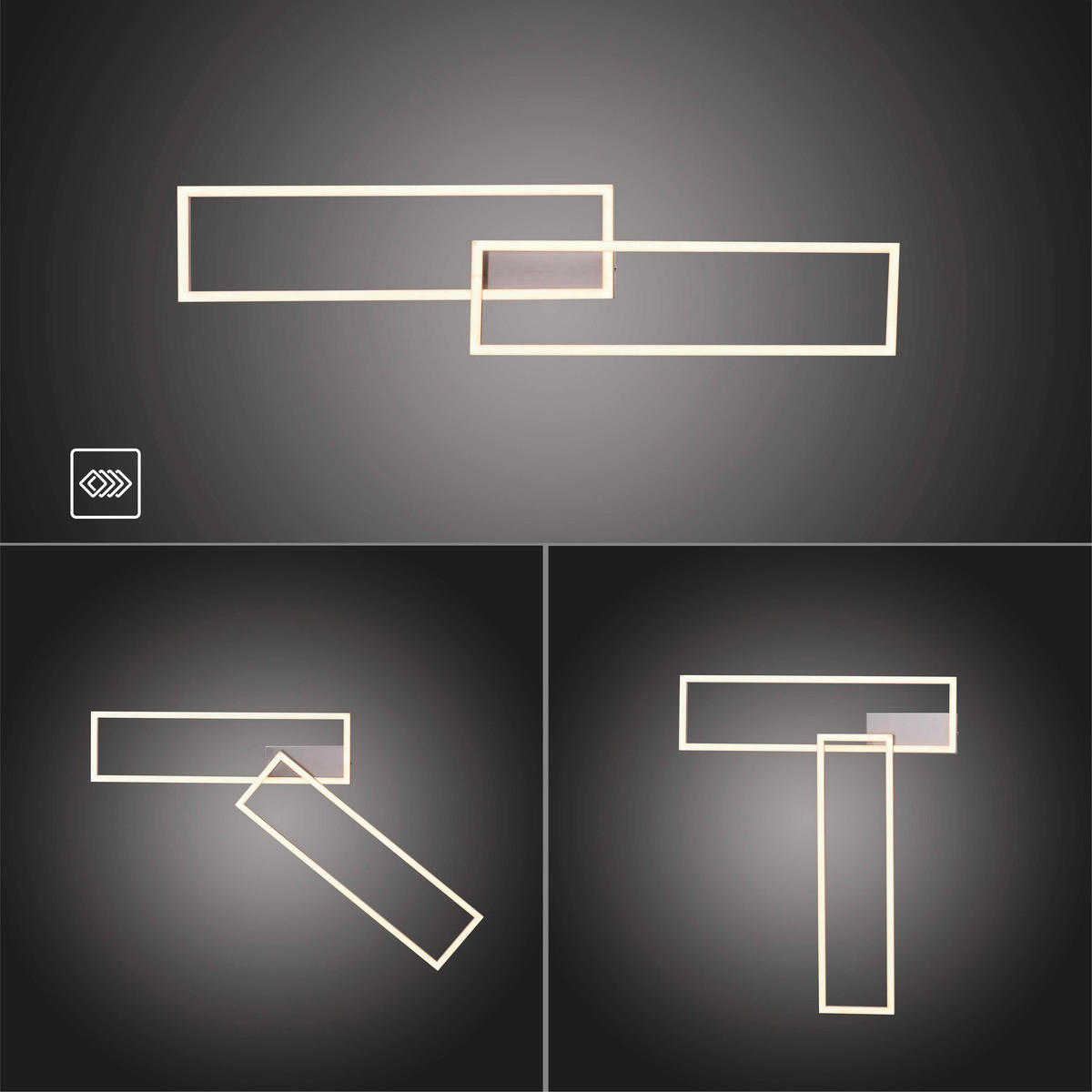LED SVJETILJKA STROPNA  - boje oplemenjenog čelika, Design, metal/plastika (92,4/22/7cm)