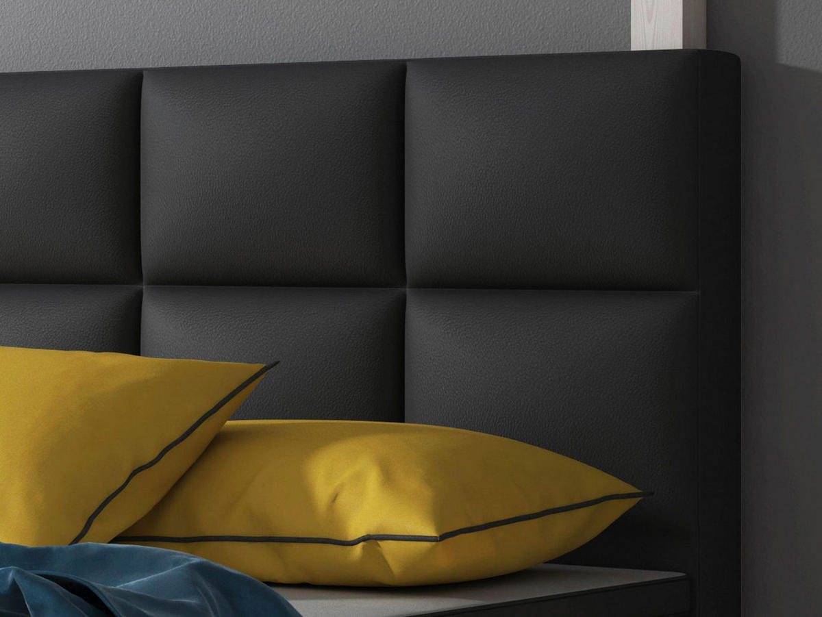 BOXSPRINGBETT  in Schwarz, Matratze, gepolstertes Kopfteil, Topper, Matratzen, H3 + H3 = fest  - Silberfarben/Schwarz, KONVENTIONELL, Leder/Textil (140/115/210cm) - MID.YOU