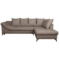 ECKSOFA Braun Struktur Rückenkissen, Bettkasten, Schlaffunktion, Rücken echt, Liegefläche im Originalstoff  - Schwarz/Braun, KONVENTIONELL, Textil/Metall (274/194cm) - Carryhome
