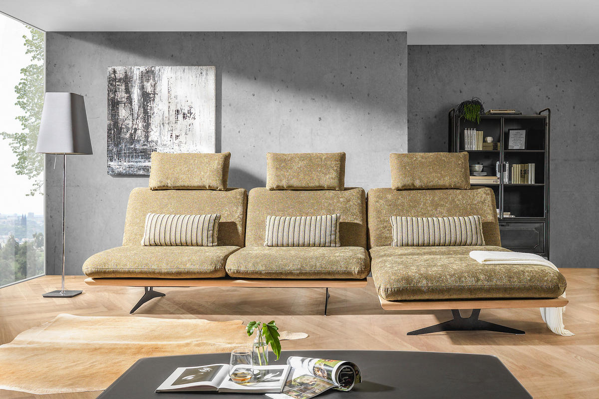 CANAPEA EXTENSIBILĂ textil, lemn verde închis  - verde închis/negru, Design, lemn/metal (204/92/90cm) - Dieter Knoll