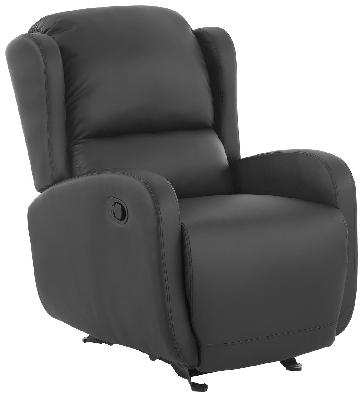 RELAXSESSEL Lederlook    - Schwarz, KONVENTIONELL, Textil/Metall (75/107/97cm) - MID.YOU