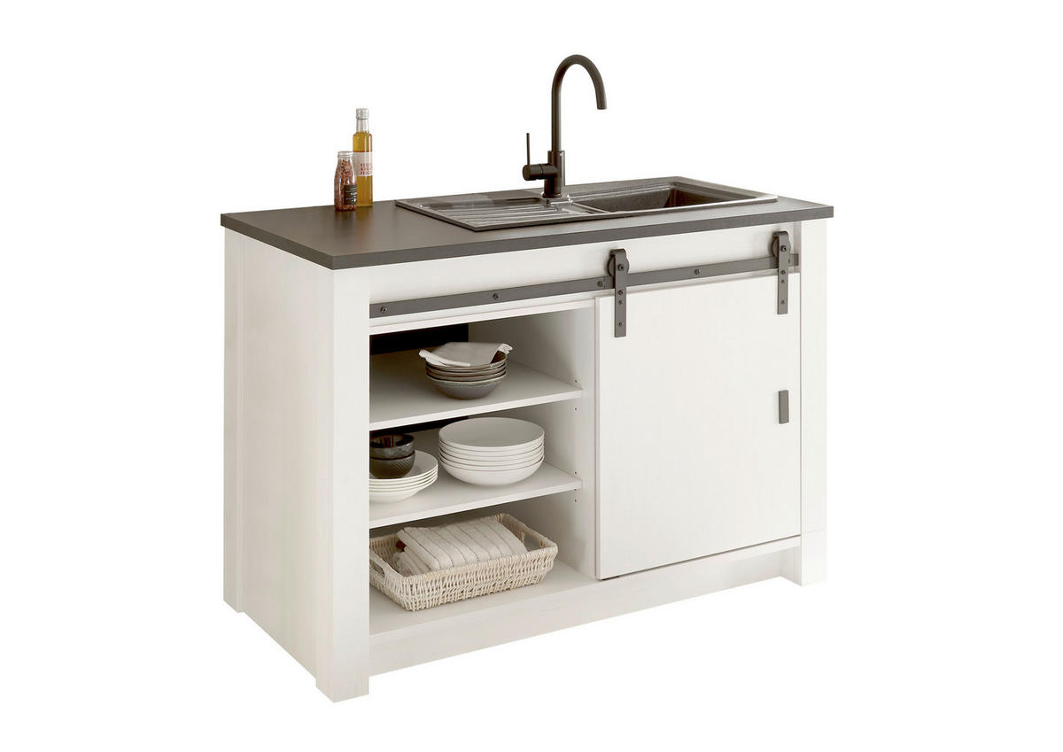 SPÜLENUNTERSCHRANK 133/93/64 cm  in Anthrazit, Weiß  - Anthrazit/Schwarz, Trend, Holzwerkstoff/Metall (133/93/64cm) - MID.YOU