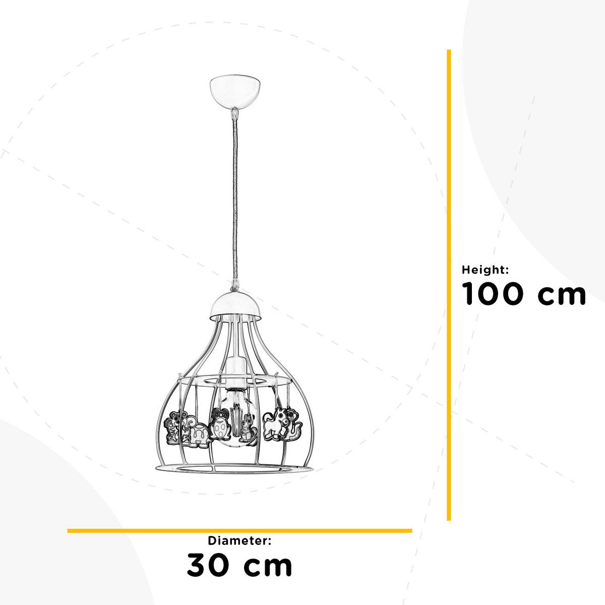 DĚTSKÉ ZÁVĚSNÉ SVÍTIDLO, 30/150 cm  - vysoce lesklá bílá, Konvenční, kov (30/150cm)