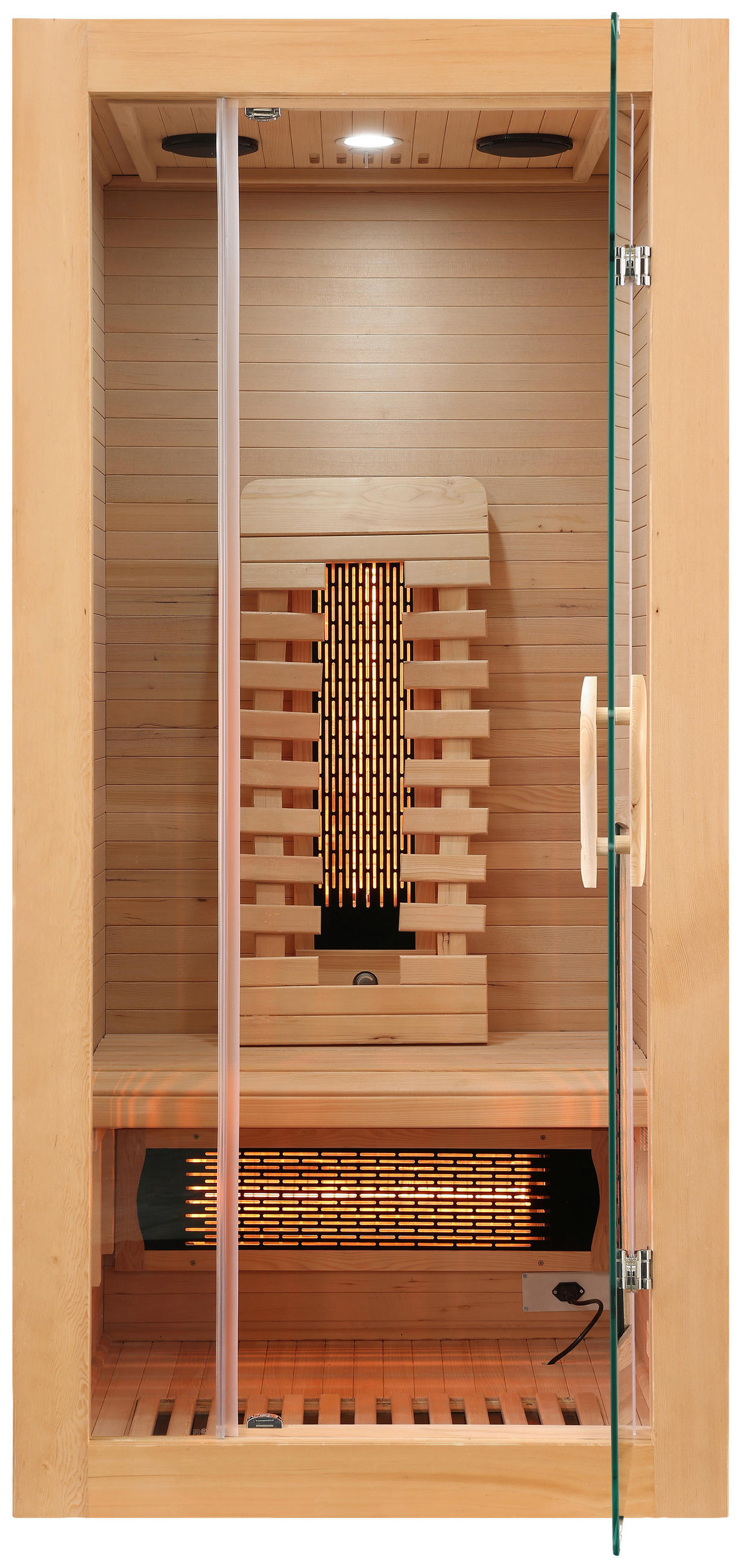 INFRAROTKABINE für 1 Personen  - Naturfarben, Basics, Glas/Holz (90/190/90cm) - Sanotechnik