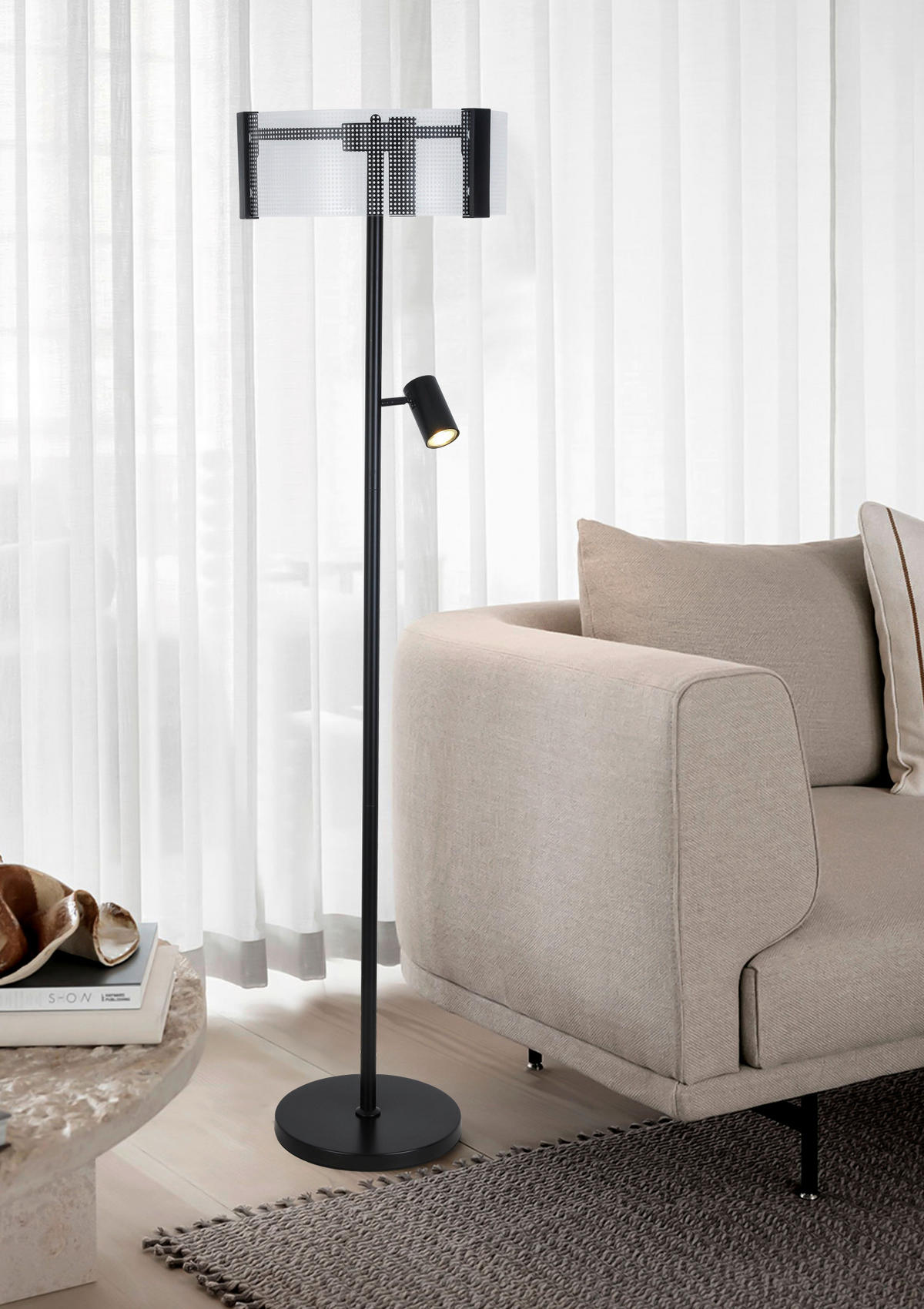 LED-STEHLEUCHTE 40/159 cm   - Transparent/Schwarz, Design, Kunststoff/Metall (40/159cm) - Novel