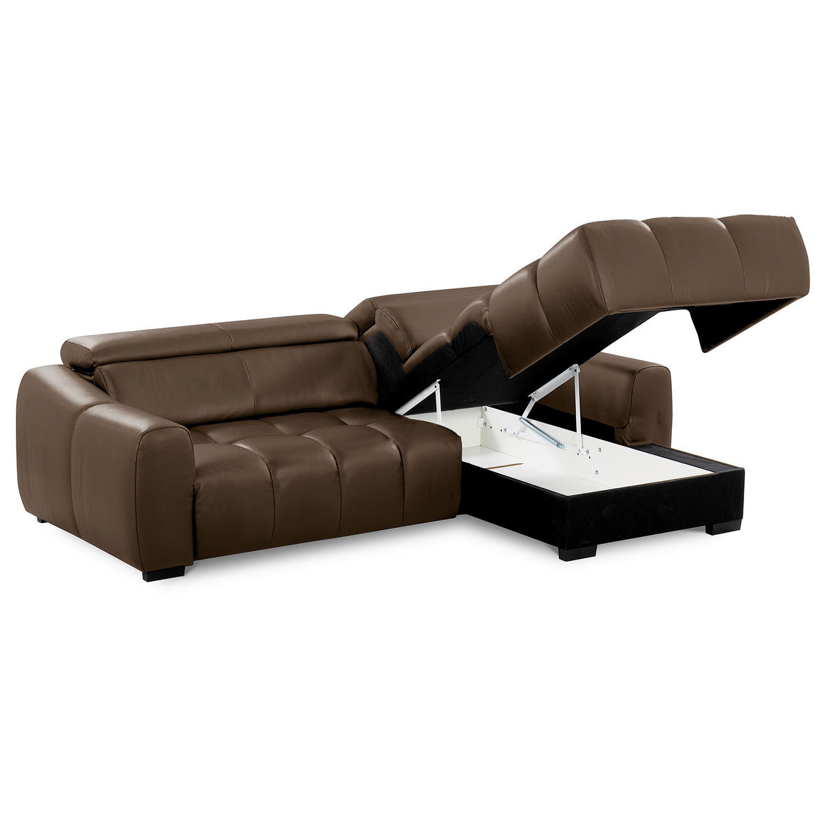 ECKSOFA  Echtleder Braun  - Schwarz/Braun, Design, Leder/Kunststoff (274/177cm) - Livetastic