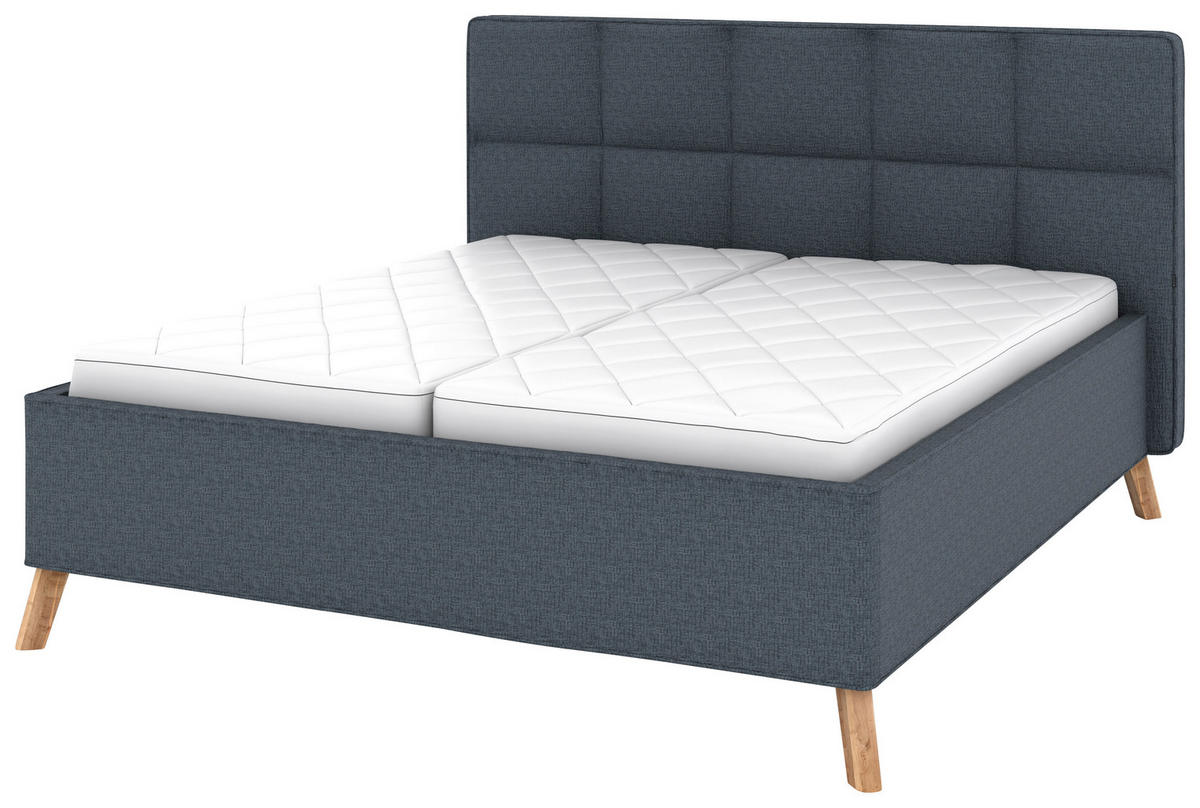 POLSTERBETT Bettkasten, motorische Verstellbarkeit, Fernbedienung, Lattenroste, Matratzen 180/200 cm  in Dunkelblau  - Schwarz/Weiß, KONVENTIONELL, Holz/Textil (180/200cm) - Musterring
