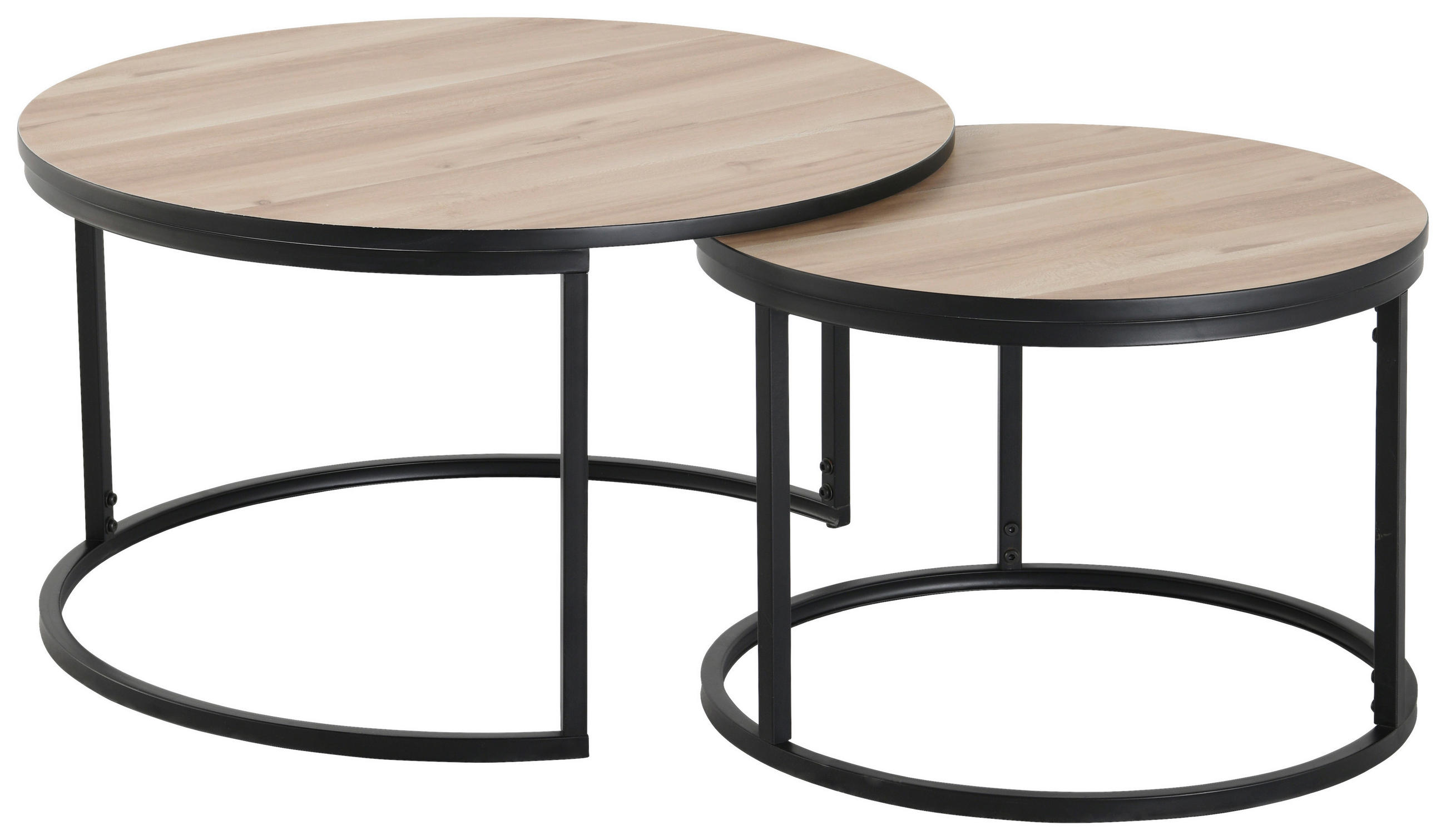 COUCHTISCHSET in Metall, Holzwerkstoff  - Eichefarben/Schwarz, Design, Holzwerkstoff/Metall (80/60/45/42/80/60cm) - MID.YOU