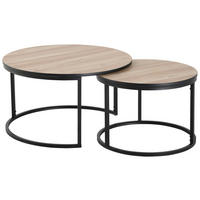 COUCHTISCHSET in Metall, Holzwerkstoff  - Eichefarben/Schwarz, Design, Holzwerkstoff/Metall (80/60/45/42/80/60cm) - MID.YOU