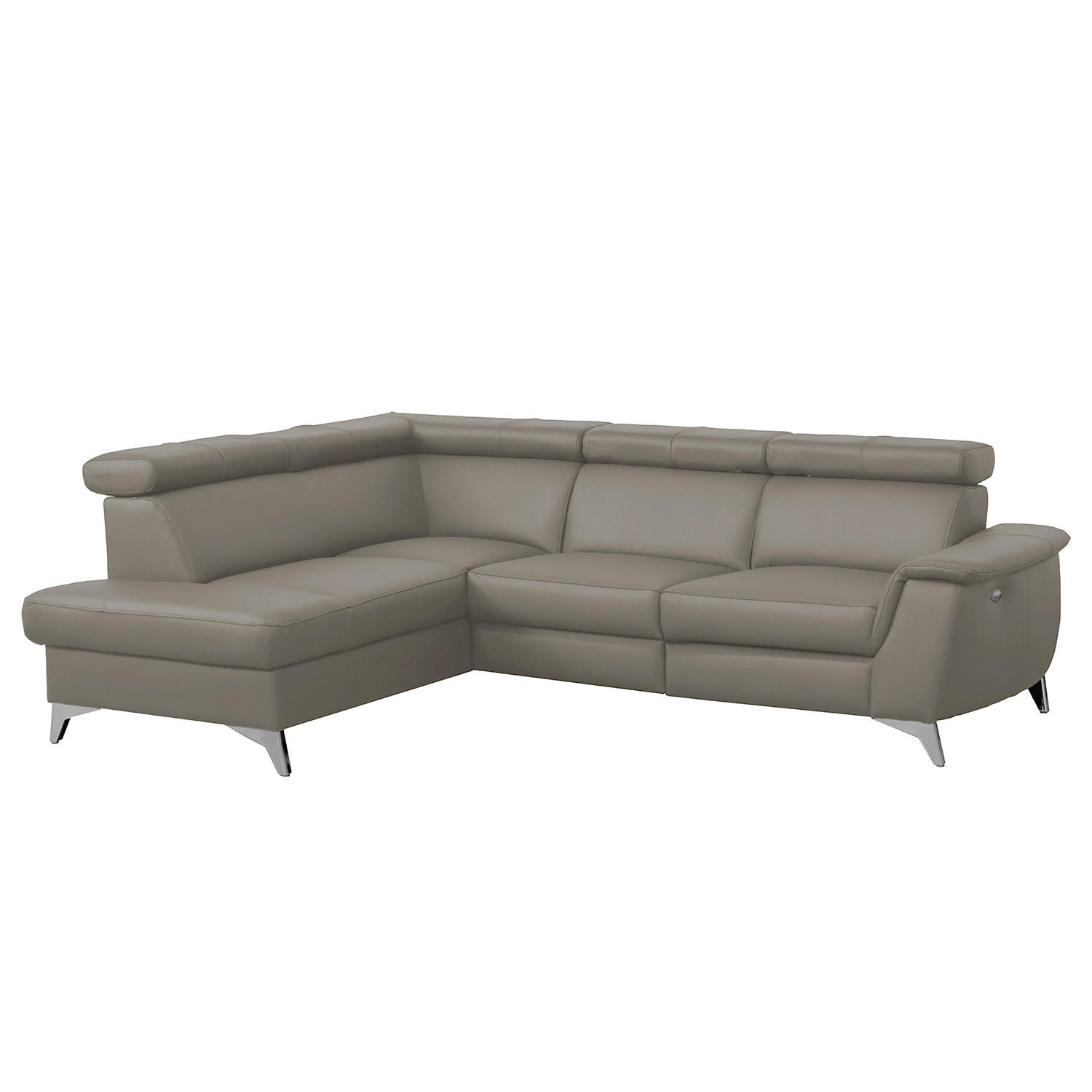 ECKSOFA Schlammfarben Echtleder Lederlook  - Chromfarben/Schlammfarben, Design, Leder/Textil (197/257cm) - Livetastic