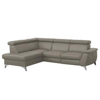 ECKSOFA Schlammfarben Echtleder Lederlook  - Chromfarben/Schlammfarben, Design, Leder/Textil (197/257cm) - Livetastic