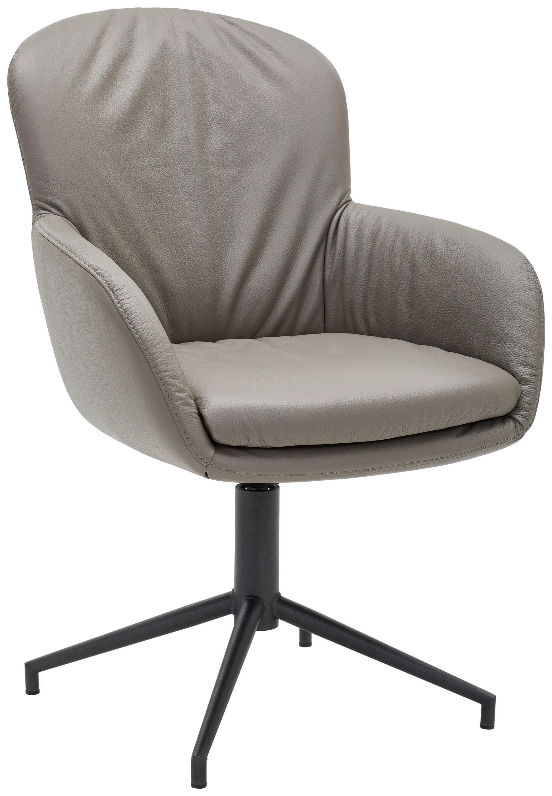 ARMLEHNSTUHL  in Echtleder pigmentiert  - Anthrazit/Grau, Design, Leder/Metall (64/92,5/68cm) - Bert Plantagie