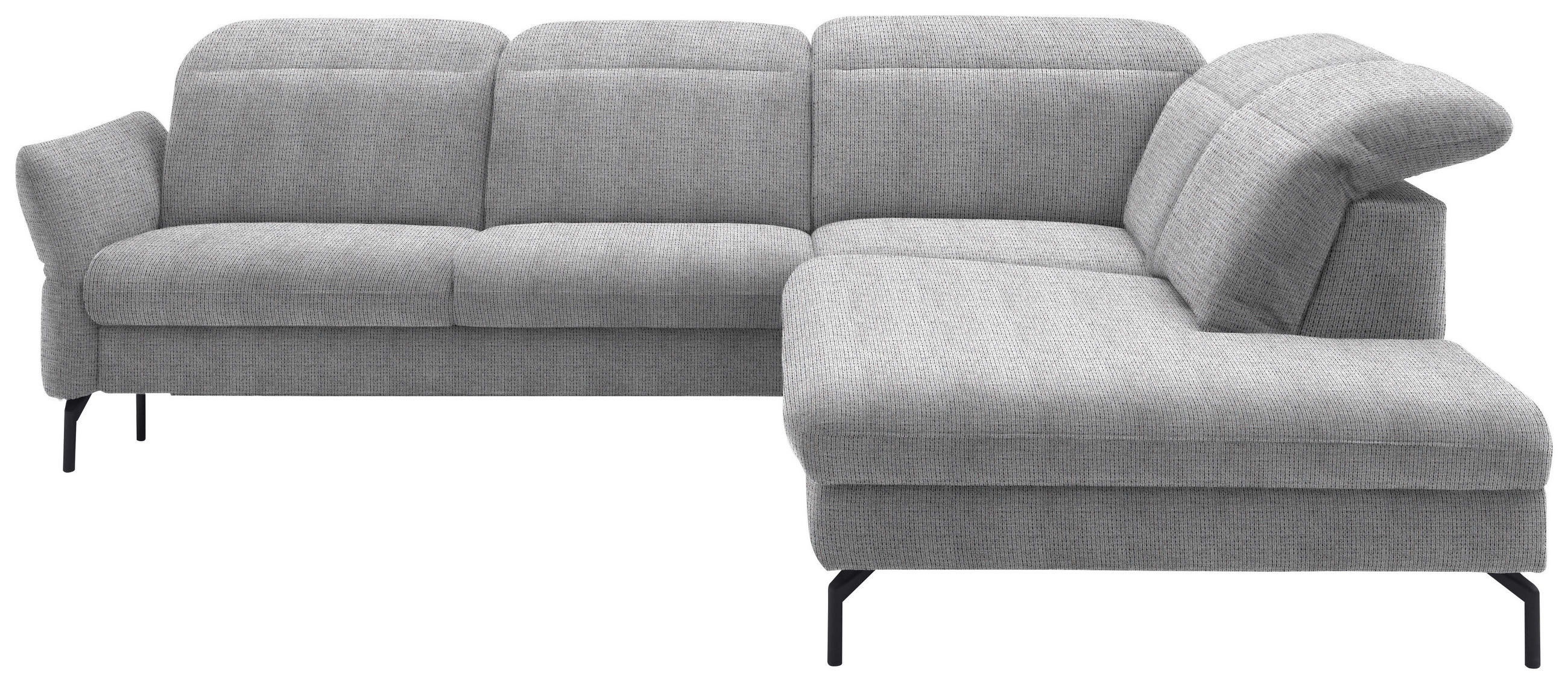 ECKSOFA in Flachgewebe Hellgrau  299-313/233 cm  - Hellgrau/Schwarz, Design, Textil/Metall (299-313/233cm) - Dieter Knoll
