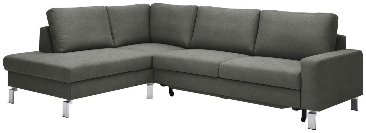 ECKSOFA in Flachgewebe Grau  - Chromfarben/Grau, Design, Textil/Metall (200/276cm) - Hom`in