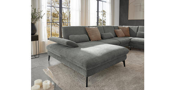 WOHNLANDSCHAFT in Webstoff Hellgrau  - Hellgrau/Schwarz, Design, Textil/Metall (157/354/208cm) - Dieter Knoll