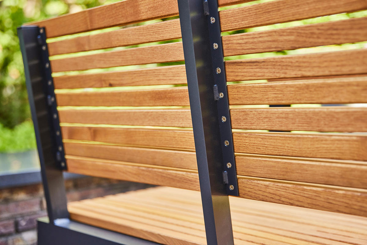 GARTENBANK 146/84/57,5 cm  in Naturfarben  - Anthrazit/Robinienfarben, KONVENTIONELL, Holz/Metall (146/84/57,5cm) - Siena Garden