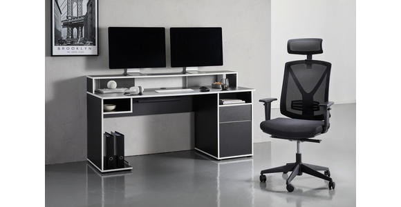 GAMINGTISCH Schwarz, Weiß - Schwarz/Weiß, MODERN, Holzwerkstoff (170/65/92cm) - Novel
