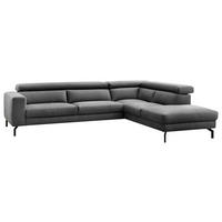 ECKSOFA Mikrofaser Dunkelgrau  - Dunkelgrau/Schwarz, Modern, Textil/Metall (305/233cm) - Trendmanufaktur