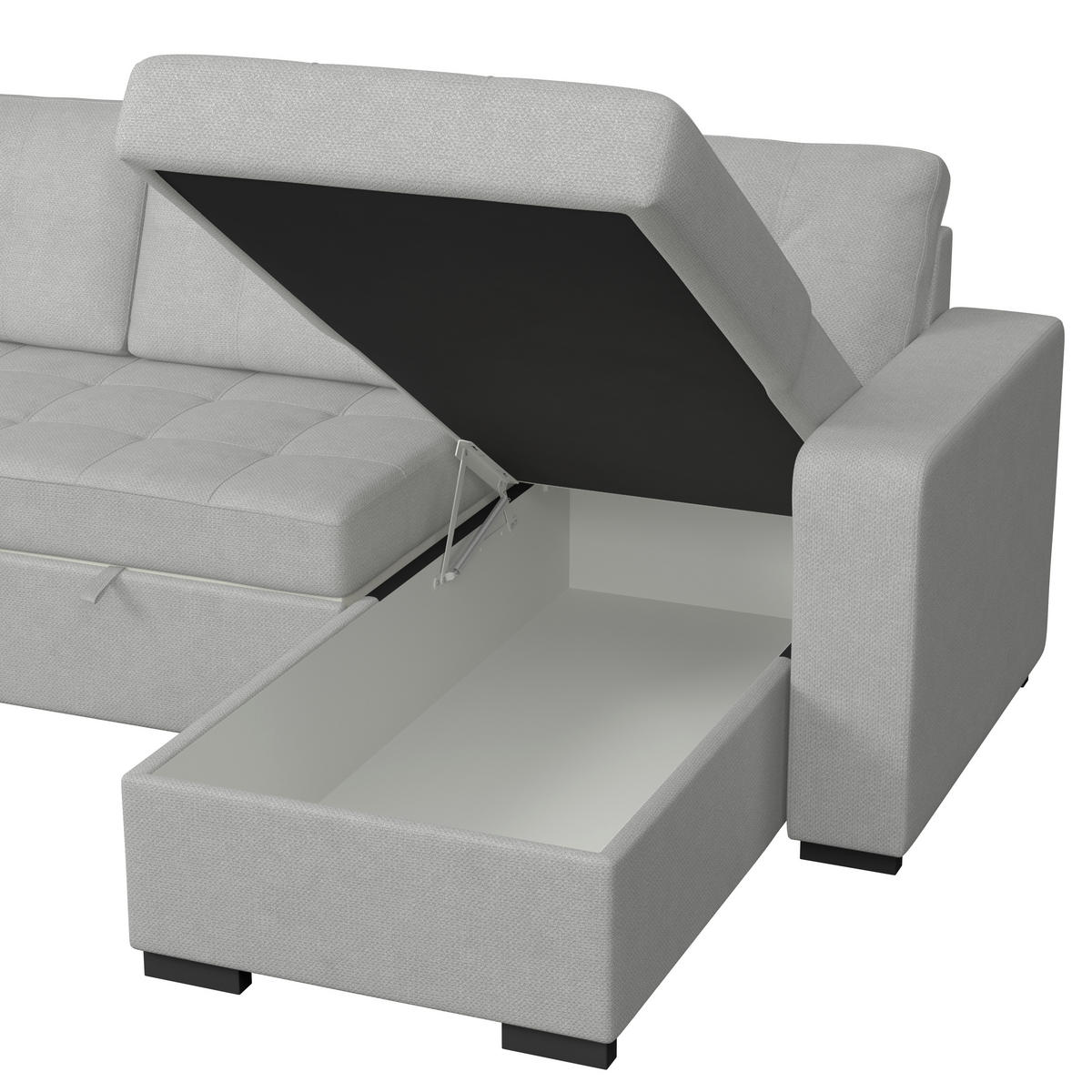 ECKSOFA Mikrofaser, Struktur Grau  - Schwarz/Grau, Trend, Textil/Metall (239/160cm) - MID.YOU