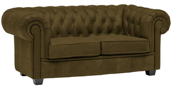 CHESTERFIELD-SOFA Webstoff Khaki  - Wengefarben/Khaki, LIFESTYLE, Holz/Textil (180/76,5/96cm) - Landscape