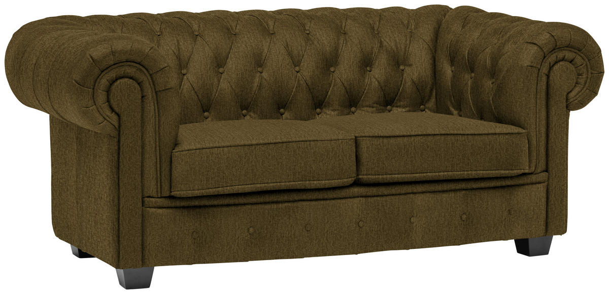 CHESTERFIELD SOFA kaki  - kaki/vendž, Lajfstajl, tekstil/drvo (180/76,5/96cm) - Landscape