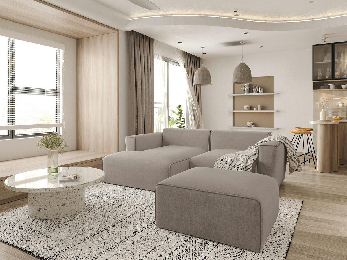 ECKSOFA Taupe Struktur  - Taupe/Graubraun, Design, Kunststoff/Textil (161/234cm) - P & B