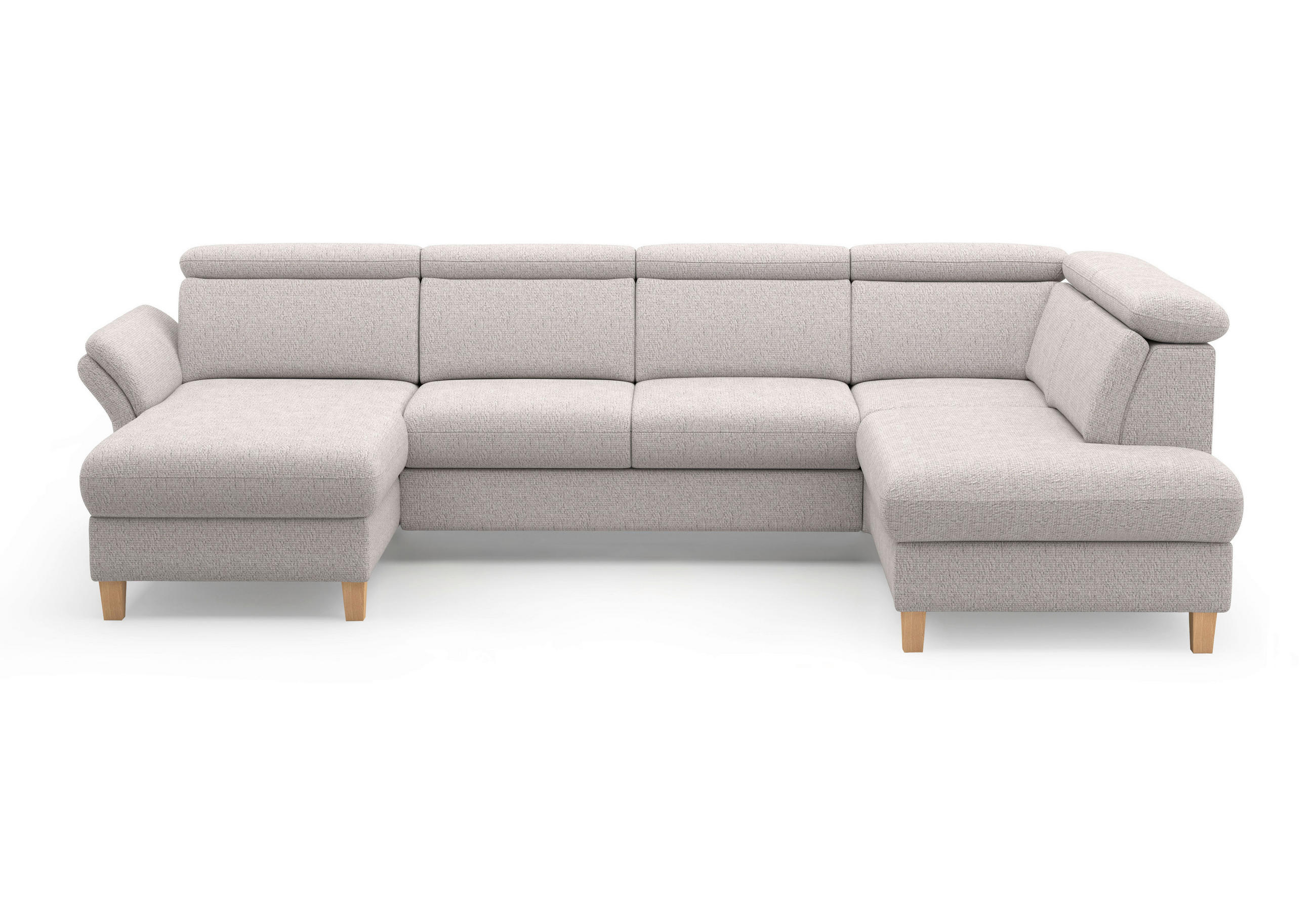 WOHNLANDSCHAFT GLENDALE E Silberfarben Chenille  - Eichefarben/Silberfarben, KONVENTIONELL, Holz/Textil (166/321/193cm) - Sit & More